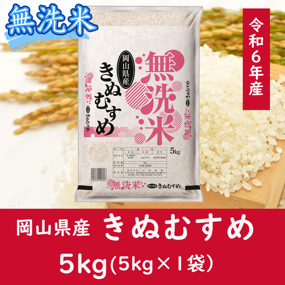 お米　【無洗米】岡山県産きぬむすめ100%（令和6年産）5kg