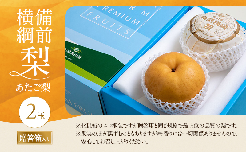 梨 2026年 備前横綱梨（あたご梨） 2玉 (1玉1～1.4kg）贈答箱【11月下旬～12月中旬頃発送】 ナシ なし 岡山県産 国産 フルーツ 果物 ギフト 石原果樹園 