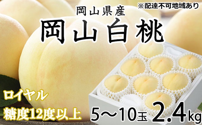 桃 2024年 先行予約 岡山 白桃 ロイヤル 5～10玉 約2.4kg JA おかやま