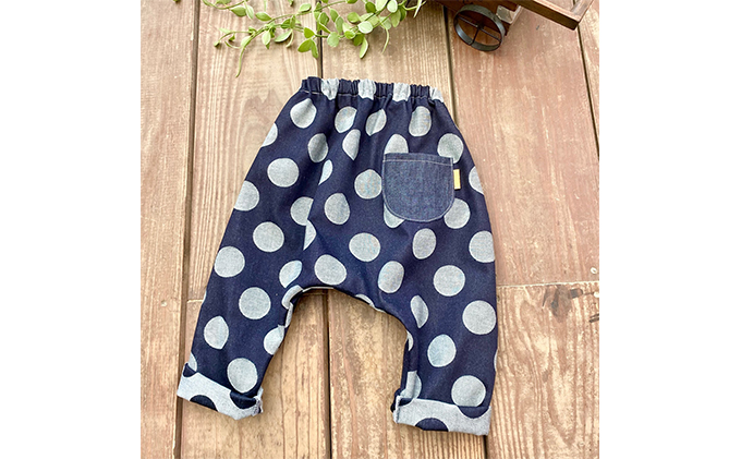 「大きなドット」児島デニムのサルエルパンツ（約80センチ） ファッション 子供服 キッズ 