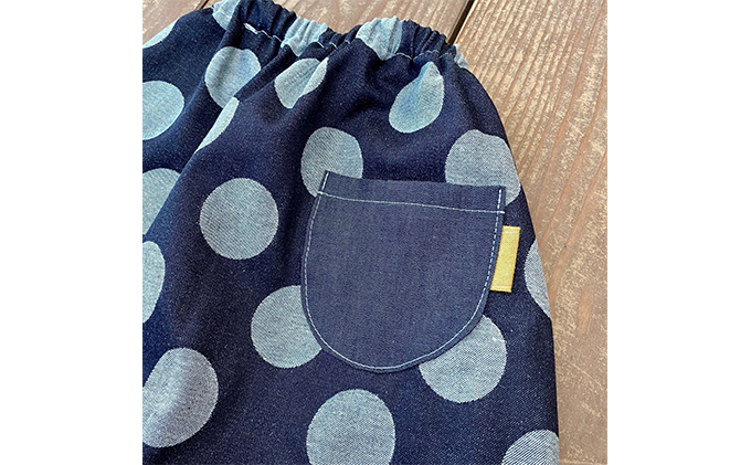 「大きなドット」児島デニムのサルエルパンツ（約90センチ） ファッション 子供服 キッズ 