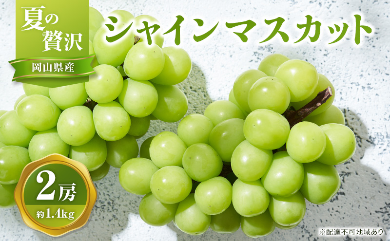 【2026年先行予約】 ぶどう 夏の贅沢 シャインマスカット 2房(1.4kg以上：1房700g以上×2箱）【7月10日から7月30日までに発送】 葡萄 ブドウ 岡山県産 フルーツ 果物 数量限定 期間限定 岡山 里庄町