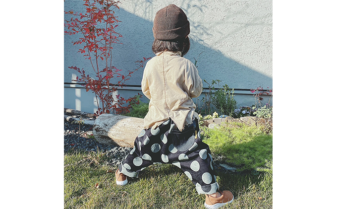 「大きなドット」児島デニムのサルエルパンツ（約100センチ） ファッション 子供服 キッズ 