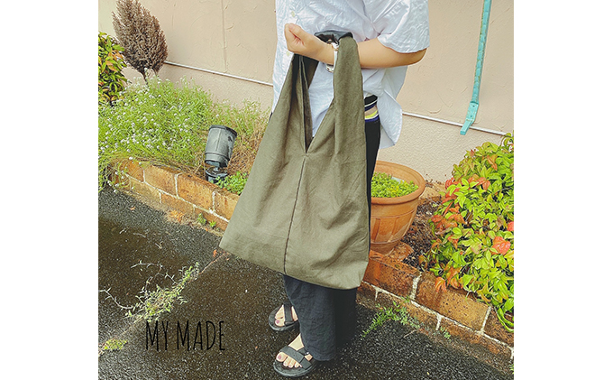 『素材を楽しむ』エコバッグ （オリーブグリーン） ファッション カバン 雑貨 日用品