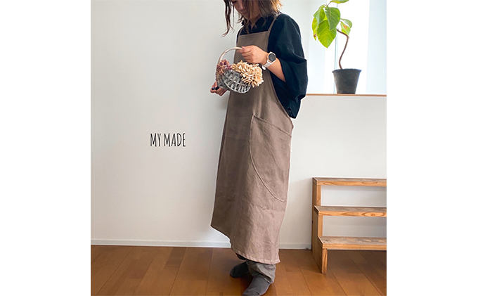 おとなの リネン エプロン（モカ） 雑貨 日用品 ファッション