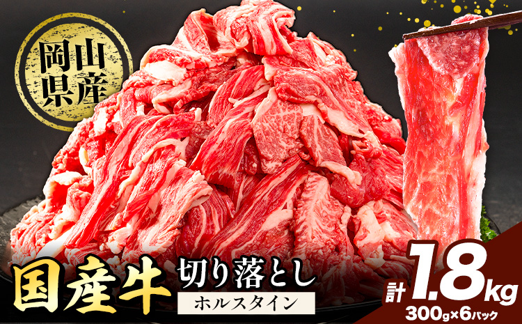 牛肉 肉 国産牛 切り落とし ホルスタイン 大容量 小分け 1.8kg(300g×6)《30日以内に出荷予定(土日祝除く)》岡山県産 岡山県 矢掛市 お肉 にく カレー 牛丼 牛肉 切り落し 小分け 切落し 牛肉 小分け 牛肉