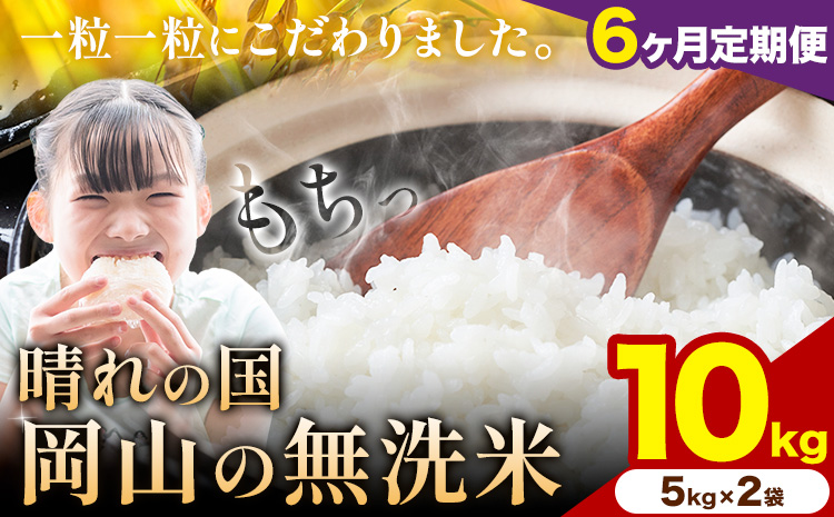 【6ヶ月定期便】晴れの国岡山の無洗米 10kg 岡山県産 矢掛町《申し込み翌月から発送》米 コメ