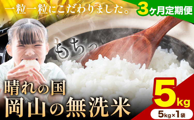 [3ヶ月定期便]晴れの国岡山の無洗米 5kg 岡山県産 矢掛町[申し込み翌月から発送]米 コメ
