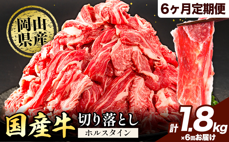 【6ヶ月定期便】牛肉 肉 国産牛 切り落とし ホルスタイン 大容量 小分け 1.8kg(300g×6)《お申込み月の翌月から出荷開始》岡山県産 岡山県 矢掛市 お肉 にく カレー 牛丼 牛肉 切り落し 小分け 切落し 牛肉 小分け 牛肉