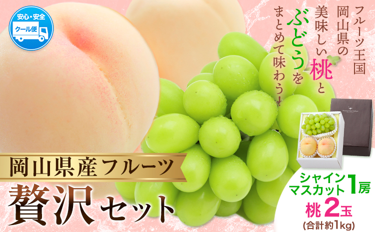 【2026年発送先行予約】桃・シャインマスカット詰め合わせ 約1kg クール便 冷蔵便 桃 もも 葡萄 ブドウ ぶどうシャインマスカット マスカット フルーツ セット 先行予約 晴れの国おかやま館 《2026年8月下旬-9月中旬頃出荷》 フルーツ 果物 果実 岡山県 矢掛町