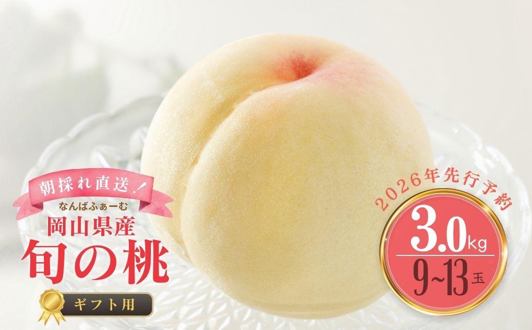 ＜数量限定＞［なんばふぁーむ］岡山県産 旬の桃 3.0kg（9～13玉）[ギフト用]【2026年発送】039-a005