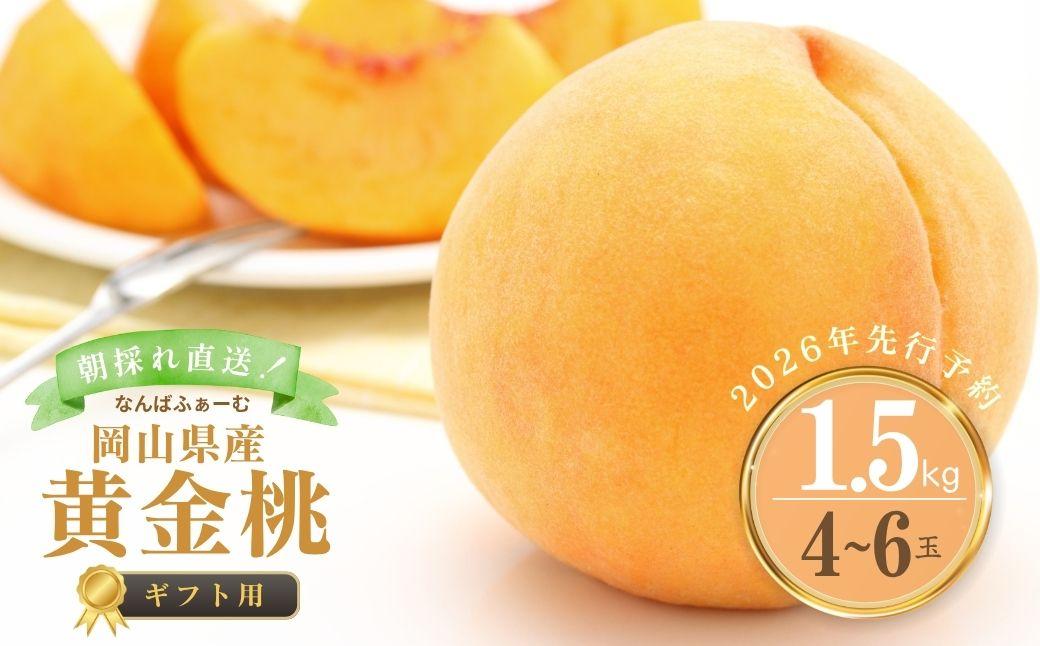 【2026年先行予約】［なんばふぁーむ］岡山県産 黄金桃 1.5kg（4～6玉）[ギフト用]桃 もも モモ おうごんとう フルーツ 果物  朝採り旬 岡山県産 産地直送 産直 送料無料 鏡野町  桃 もも モモ はくとう おうごんとう フルーツ 果物 贈答 贈答用 ギフト 朝採り旬 岡山県産 産地直送 産直 送料無料 鏡野町  桃 もも モモ はくとう おうごんとう フルーツ 果物 贈答 贈答用 ギフト 朝採り旬 岡山県産 産地直送 産直 送料無料 鏡野町