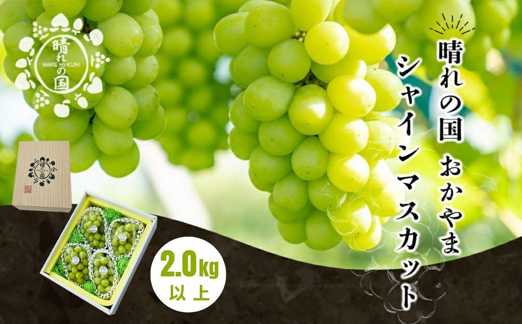 【先行予約 秋季 2026年9月上旬発送～】岡山県産シャインマスカット 2.0kg（3～4房）【021-a021】