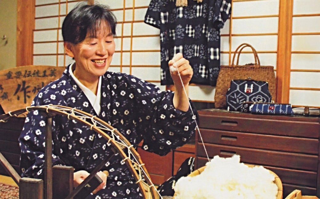 手織り作州絣 ロングテーブルクロス 1枚 360mm×1,800mm ／ 絣 手織り 作州絣 綿 民芸品 伝統工芸 岡山県 美咲町