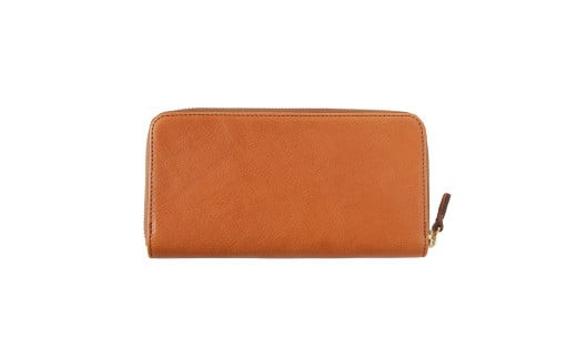 ＼年内発送／「千菱」 ラウンド  長財布  栃木レザーWコガシ/淡茶 L001