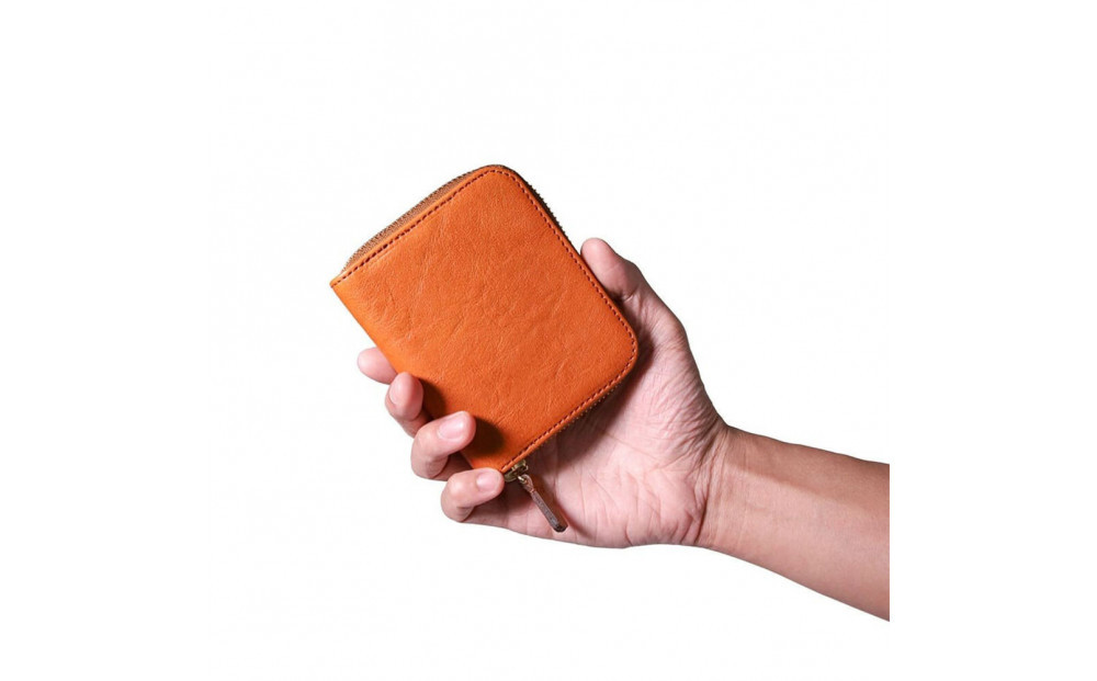 ミニマム財布栃木レザーWコガシ/淡茶 L008