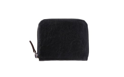 ミニマム財布栃木レザーWコガシ/黒 L008