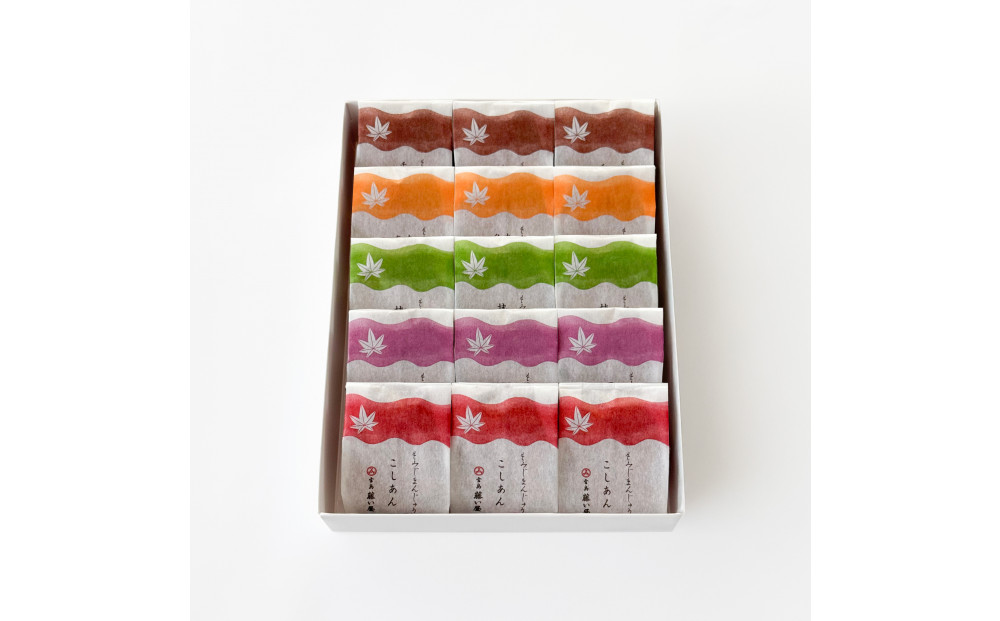 【藤い屋】もみじまんじゅう五種詰合せ１５個入り