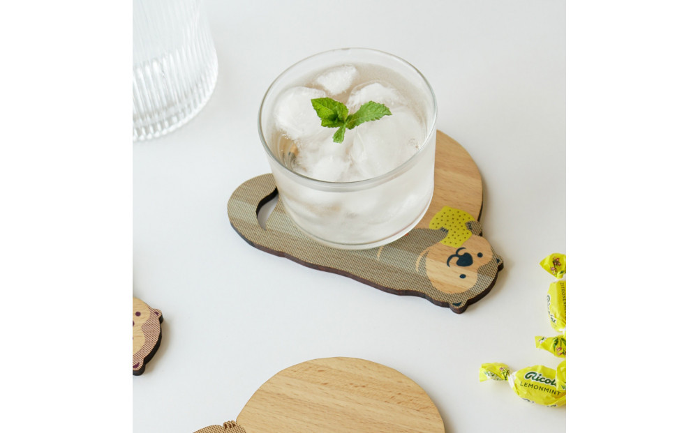 Ten＆O　木製コースター　ひろしまぱんだ × ひろしまらっこ　各1枚 合計2枚入り）