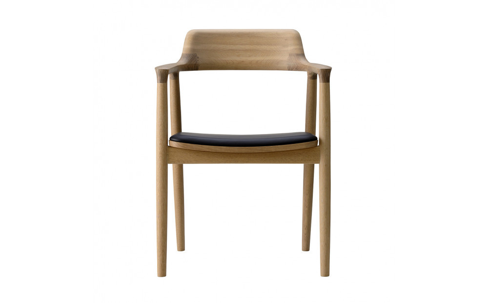 HIROSHIMAアームチェア（張座）ホワイトオーク・レザー[2976-31#5191]