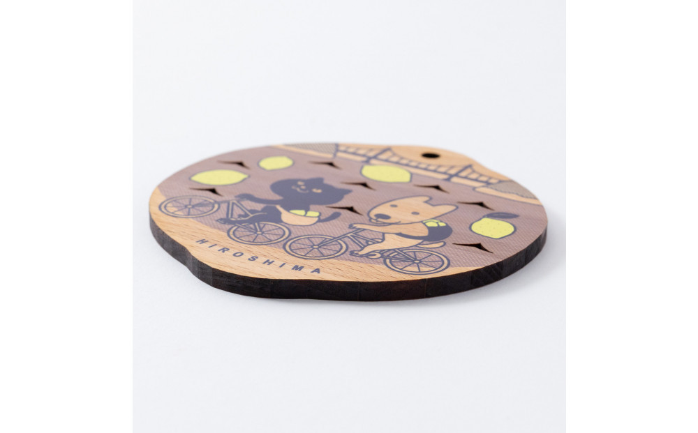 Ten＆O　木製コースター　しまなみサイクリング × 広島お好み焼き　各1枚 合計2枚入り
