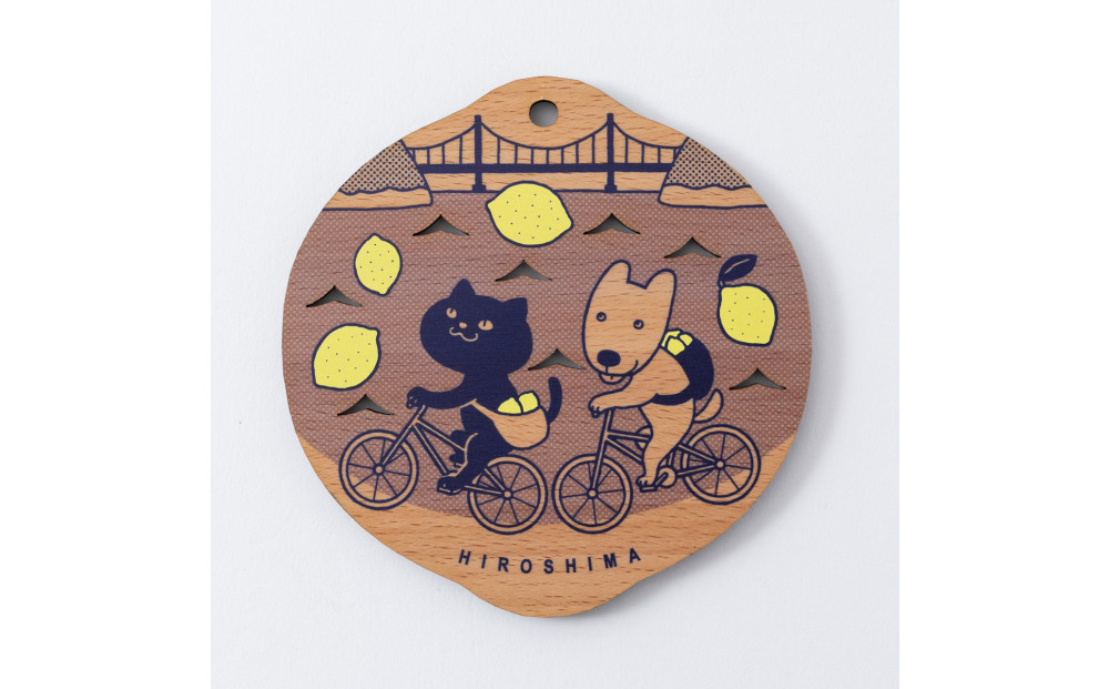 Ten＆O　木製コースター　しまなみサイクリング × 広島お好み焼き　各1枚 合計2枚入り