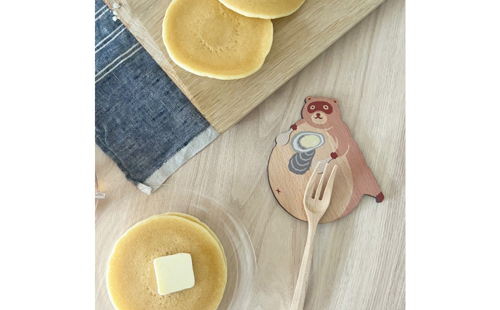 Ten＆O　木製コースター　ひろしまたぬき × ひろしまぱんだ　各1枚 合計2枚入り