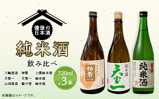 【びんご圏域連携】備後の日本酒『純米酒』飲み比べセット | 上撰純米酒 純米酒 神雷 天寶一 蘭の誉 720ml 3本 セット お酒 日本酒 酒 飲み比べ 飲み比べセット 三輪酒造 山成酒造 人気 おすすめ びんご 備後 井原市 神石高原町 福山市