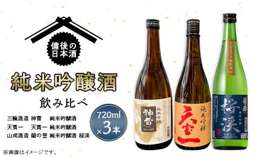 【びんご圏域連携】備後の日本酒『純米吟醸酒』飲み比べセット | 純米吟醸 神雷 天寶一 蘭の誉 桜渓 720ml 3本 セット お酒 日本酒 酒 飲み比べ 飲み比べセット 三輪酒造 山成酒造 人気 おすすめ びんご 備後 井原市 神石高原町 福山市