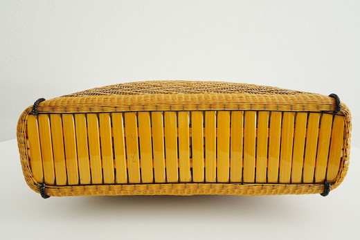 竹工芸品手提げバッグ（斜め十字編み）