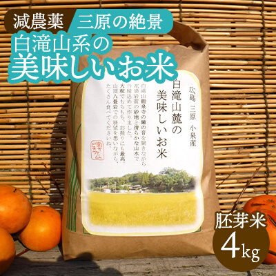 ≪減農薬≫ 三原の絶景白滝山系の美味しいお米3.6kg（胚芽米）新米 002007