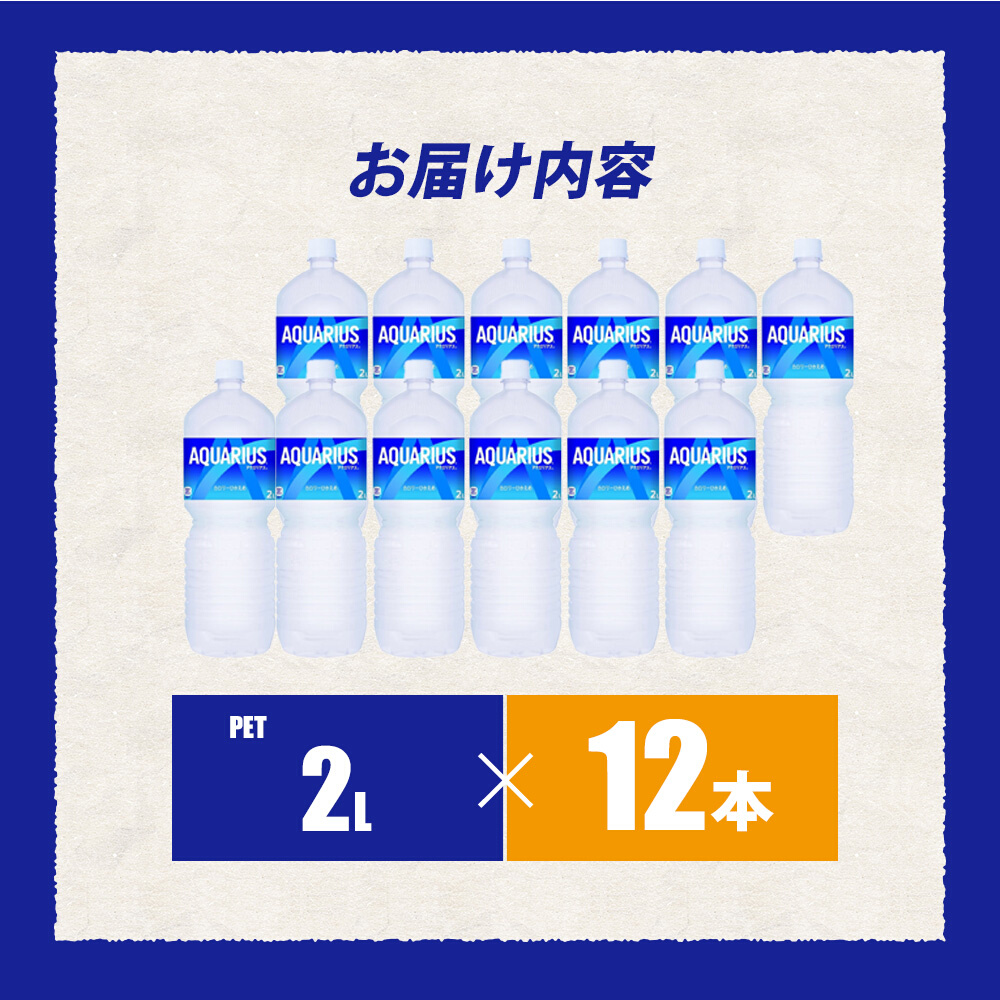 アクエリアス PET 2L×12本(6本×2ケース) スポーツドリンク スポーツ飲料 清涼飲料水 水分補給 ペットボトル 箱買い まとめ買い 014019