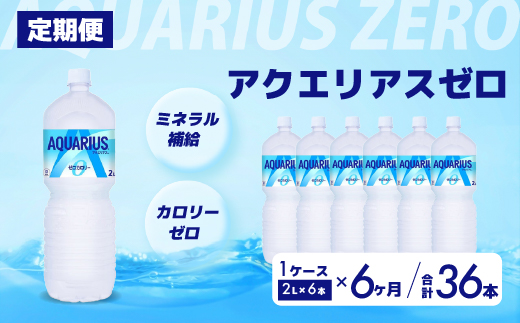 【6か月定期便】アクエリアスゼロ PET 2L×6本(6本×1ケース) スポーツドリンク スポーツ飲料 清涼飲料水 水分補給 カロリーゼロ ペットボトル 箱買い まとめ買い 備蓄 災害用 014041