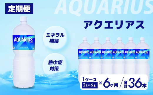 【6か月定期便】アクエリアス PET 2L×6本  スポーツドリンク スポーツ飲料 清涼飲料水 水分補給 ペットボトル 箱買い まとめ買い 備蓄 災害用 014045