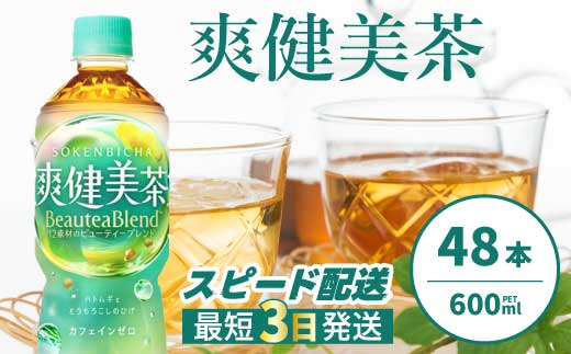 爽健美茶 PET 600ml×48本(24本×2ケース)  最短3日発送 お茶 飲料 ソフトドリンク カフェインゼロ ペットボトル 箱買い まとめ買い 備蓄 災害用 014058