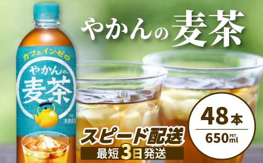 やかんの麦茶 from 爽健美茶 PET 650ml×48本(24本×2ケース)  最短3日発送 ペットボトル お茶 むぎ茶 飲料 カフェインゼロ 箱買い まとめ買い 防災 備蓄 014061