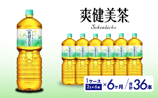 【6か月定期便】爽健美茶 PET 2L×6本(1ケース) お茶 飲料 ソフトドリンク カフェインゼロ ペットボトル 箱買い まとめ買い 備蓄 災害 014065