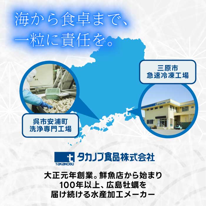 【不漁に負けるな！】広島県産かき 加熱用 1kg（内容量850g）×1袋 35～45粒  IQF 急速凍結 むき身 冷凍 バラ冷結 国産  広島特産 大粒 カキ料理 カキフライ カキ鍋 ホイル焼き 海産物 貝 牡蠣 三原市 タカノブ食品 022006