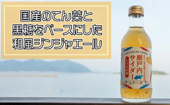 瀬戸内サイダー(しょうが味)200ml×12本 瀬戸内 レモン ジュース ジンジャーエール はちみつ 生姜 飲料 無添加 炭酸飲料 まとめ買い 023008