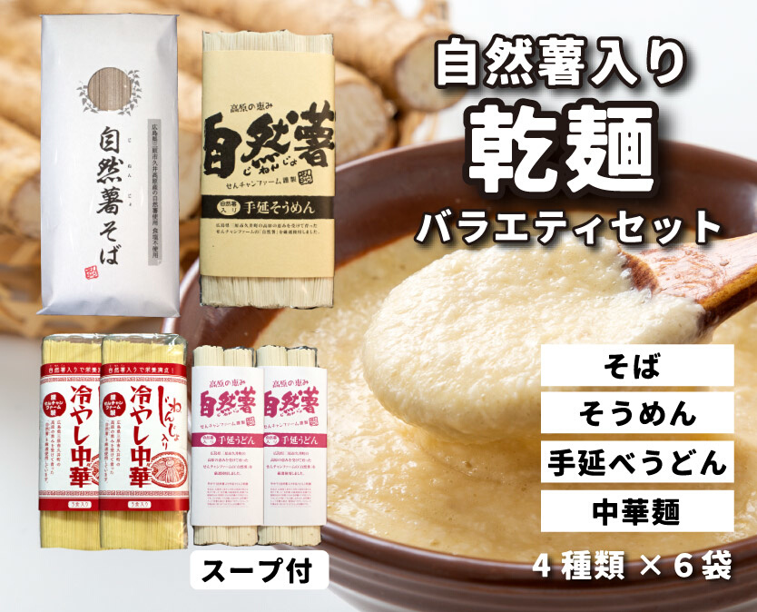 コシがあって美味♪手延べ乾麺の自然薯入り乾麺バラエティセット（全種類入り）　029008