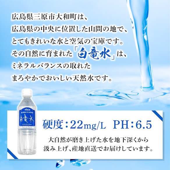 Ｇ７広島サミット2023で提供 広島だいわ天然水 白竜水 1.5L×8本×5ケース 水 飲料水 天然水 田治米鉱泉所 ミネラル 軟水 ペットボトル 備蓄 災害用 防災 家庭備蓄 035001