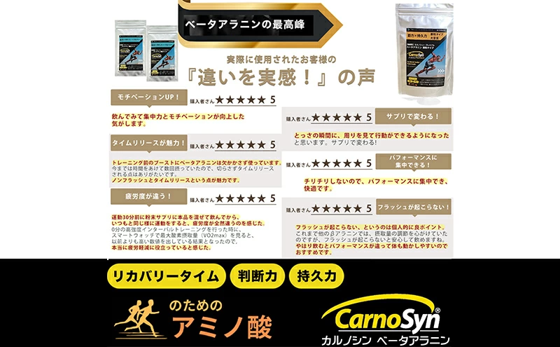 サプリ CarnoSyn ベータ アラニン プレミアム 顆粒 60g×2袋 国産 サプリメント 筋力 持久力 リカバリー プレワークアウト　048017