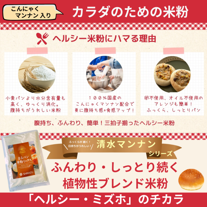 まるパン米粉ミックス200g×3袋  国産 グルテンフリー こんにゃくマンナン 清水化学 三原 パン お菓子作り ミックス粉 マンナン粉  048021