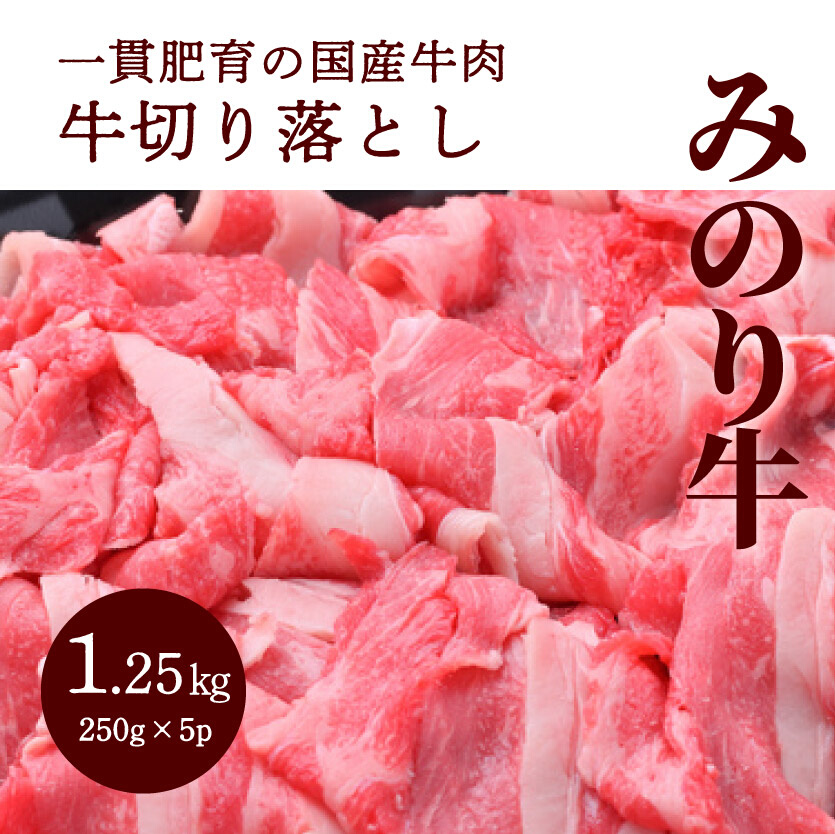 【ミノリフーズ】みのり牛切り落とし 1.25kg（250g×5パック） 052009