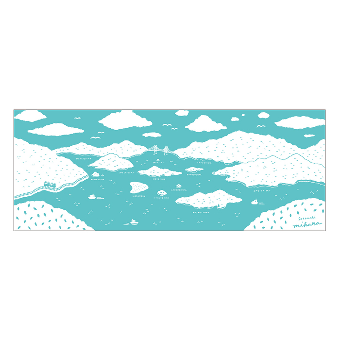 みはらのてぬぐい【瀬戸内海の多島美】手ぬぐい タオル ガーゼタオル 綿 プレゼント 広島県 三原市 077005