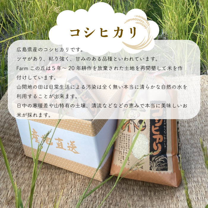 【令和６年産】コシヒカリ 白米10kg（5kg×2袋） お米 米 精米 ごはん ご飯 広島県 三原市 187005