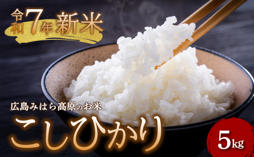 《令和7年新米》みはら高原米 浮城 ～ こしひかり ～ 白米5kg コシヒカリ お米 米 精米 ごはん ご飯 広島県 三原市 220001