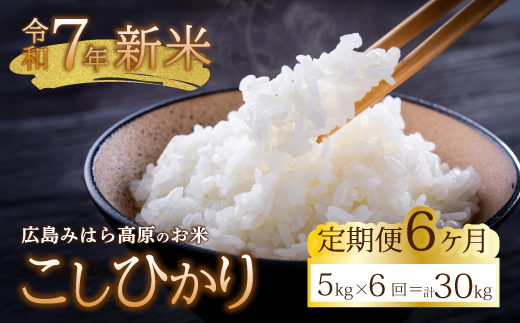 ■6か月定期便■ 令和7年新米 コシヒカリ 白米5kg お米 米 精米 ごはん ご飯 広島県 三原市 220006