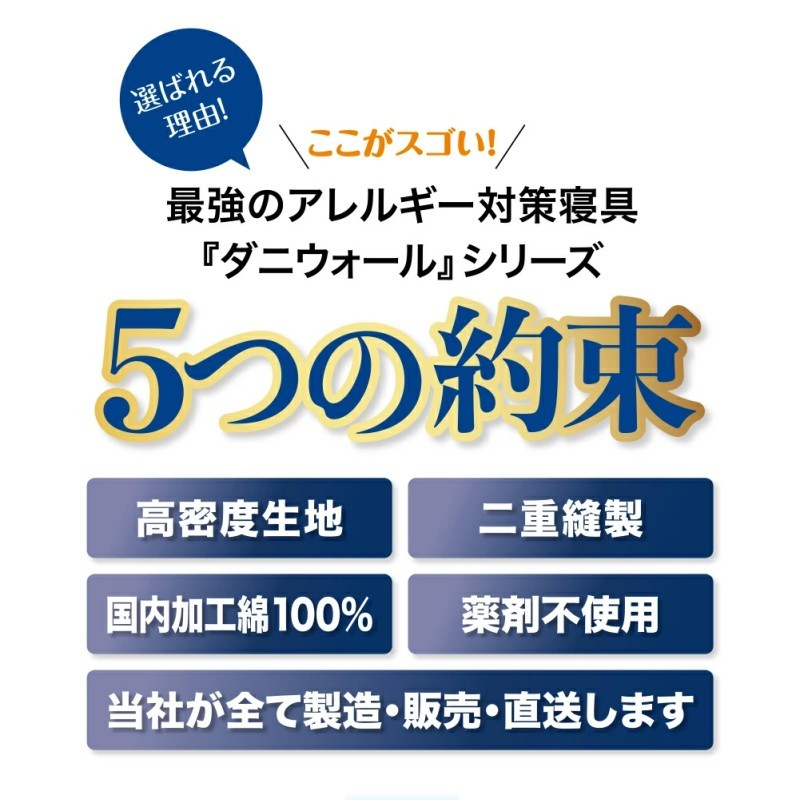 ダニ等の侵入を防ぐ 高密度カバー 掛カバー セミダブル 【ブルー】 (170×210)　016018