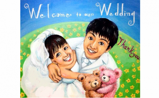 【風のアトリエ】《水彩》ウエルカムボード（手描き・キャンバス） 結婚式 ウエディング 記念 絵画 インテリア 200001